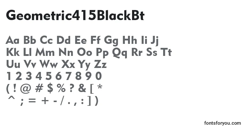 Шрифт Geometric415BlackBt – алфавит, цифры, специальные символы