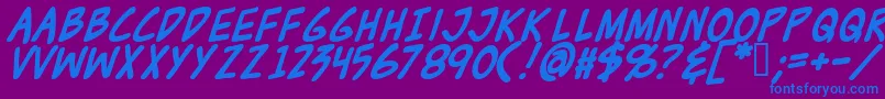 Zudjb-Schriftart – Blaue Schriften auf violettem Hintergrund