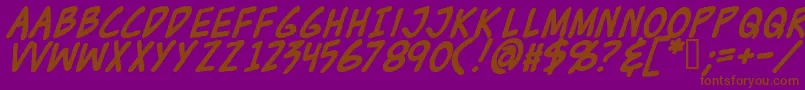 Zudjb-Schriftart – Braune Schriften auf violettem Hintergrund