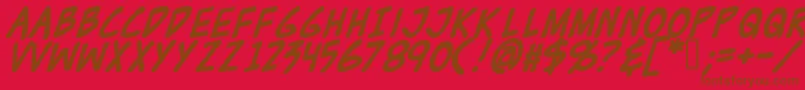 Zudjb-fontti – ruskeat fontit punaisella taustalla
