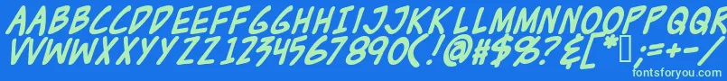 Zudjb Font – Green Fonts on Blue Background