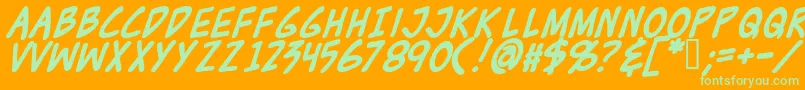 Zudjb Font – Green Fonts on Orange Background