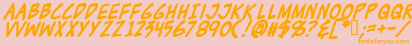 Zudjb-Schriftart – Orangefarbene Schriften auf rosa Hintergrund