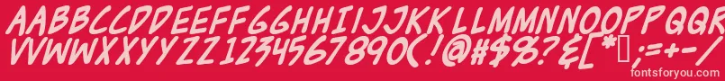 Zudjb-Schriftart – Rosa Schriften auf rotem Hintergrund