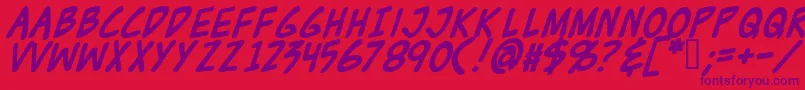 Zudjb Font – Purple Fonts on Red Background