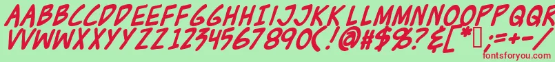 Zudjb-fontti – punaiset fontit vihreällä taustalla