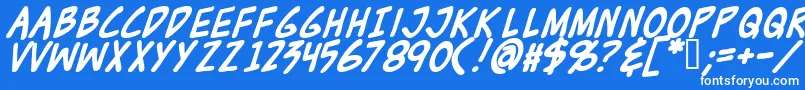 Zudjb-Schriftart – Weiße Schriften auf blauem Hintergrund