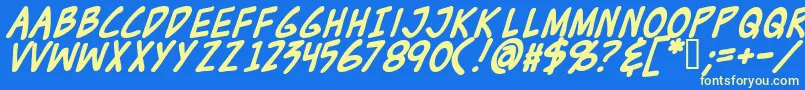 Zudjb Font – Yellow Fonts on Blue Background