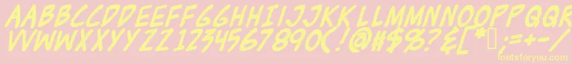 Zudjb-Schriftart – Gelbe Schriften auf rosa Hintergrund