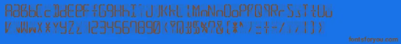 フォントLed16sgmntRegular – 茶色の文字が青い背景にあります。