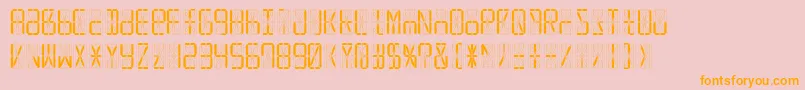 Led16sgmntRegular-Schriftart – Orangefarbene Schriften auf rosa Hintergrund