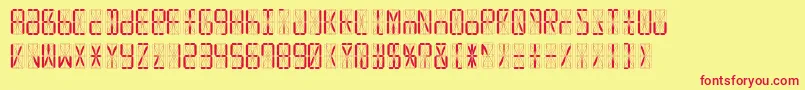 Led16sgmntRegular Font – Red Fonts on Yellow Background