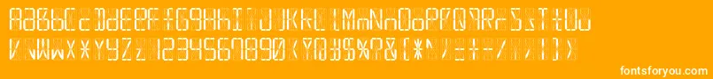 Led16sgmntRegular-Schriftart – Weiße Schriften auf orangefarbenem Hintergrund