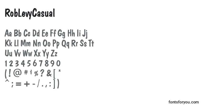 Czcionka RobLevyCasual – alfabet, cyfry, specjalne znaki