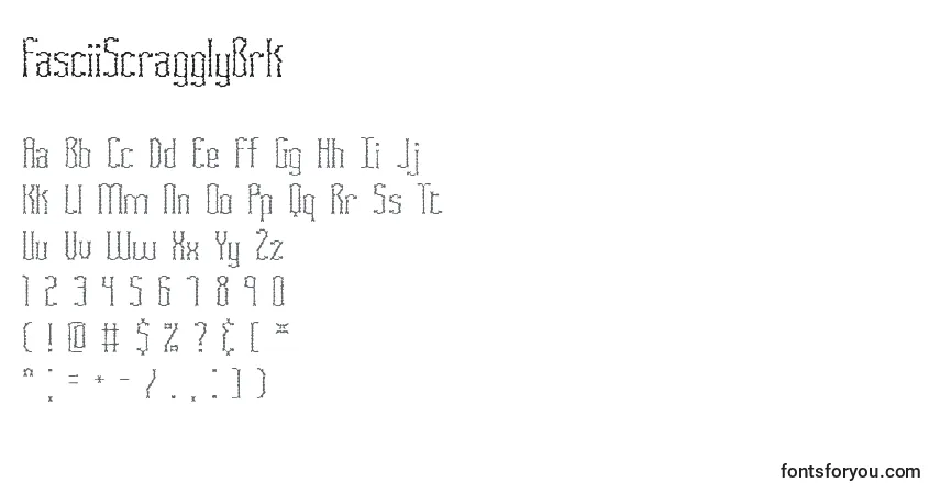 FasciiScragglyBrkフォント–アルファベット、数字、特殊文字