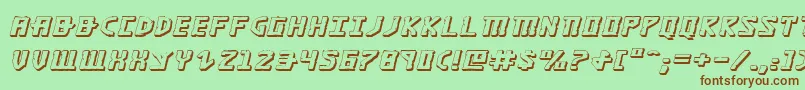 KhazadDum3DExpandedItalic-Schriftart – Braune Schriften auf grünem Hintergrund