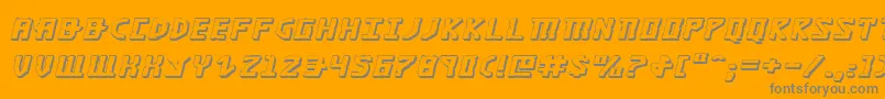 KhazadDum3DExpandedItalic-Schriftart – Graue Schriften auf orangefarbenem Hintergrund