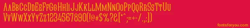 フォントQuasikn – 赤い背景にオレンジの文字