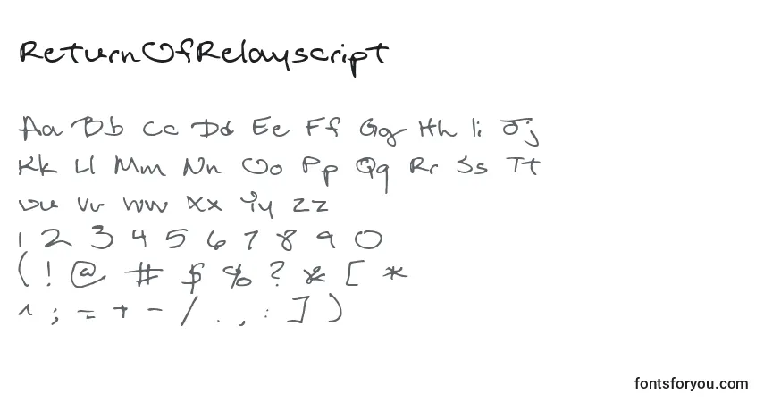 ReturnOfRelayscript Font – alphabet, numbers, special characters