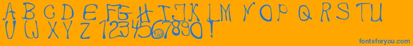 MbThafont Font – Blue Fonts on Orange Background