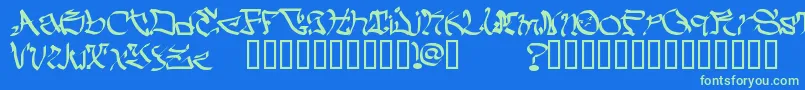 MyCrazyText-Schriftart – Grüne Schriften auf blauem Hintergrund