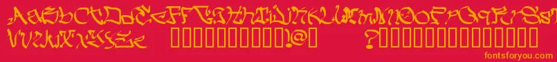 Czcionka MyCrazyText – pomarańczowe czcionki na czerwonym tle