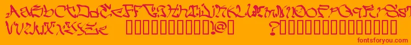 Fonte MyCrazyText – fontes vermelhas em um fundo laranja