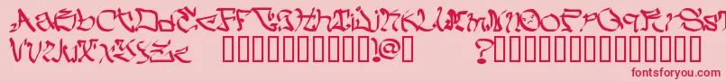 MyCrazyText-Schriftart – Rote Schriften auf rosa Hintergrund