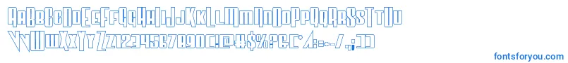 Vindicatorout-Schriftart – Blaue Schriften auf weißem Hintergrund