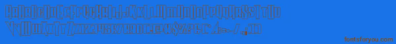 フォントVindicatorout – 茶色の文字が青い背景にあります。