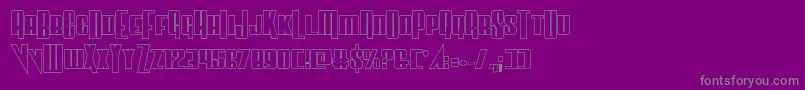 Vindicatorout-fontti – harmaat kirjasimet violetilla taustalla