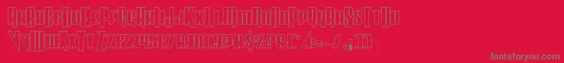 Vindicatorout-fontti – harmaat kirjasimet punaisella taustalla