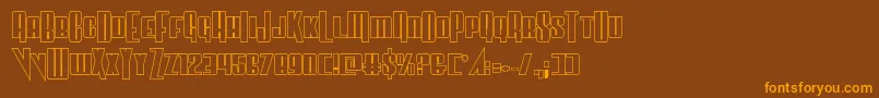 フォントVindicatorout – オレンジ色の文字が茶色の背景にあります。