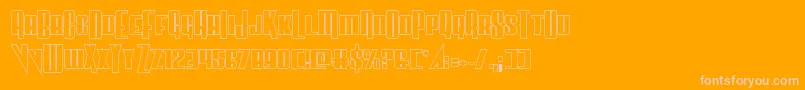 Vindicatorout-Schriftart – Rosa Schriften auf orangefarbenem Hintergrund