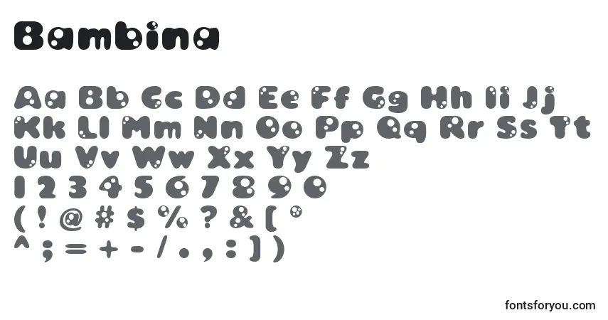 Шрифт Bambina – алфавит, цифры, специальные символы