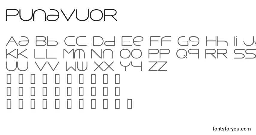 A fonte Punavuor – alfabeto, números, caracteres especiais