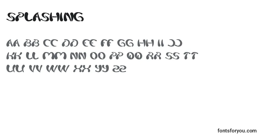Czcionka Splashing – alfabet, cyfry, specjalne znaki