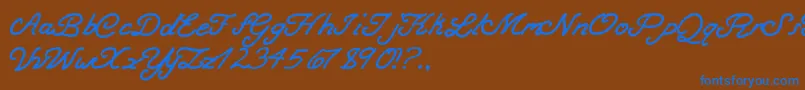 BoldCurse-Schriftart – Blaue Schriften auf braunem Hintergrund
