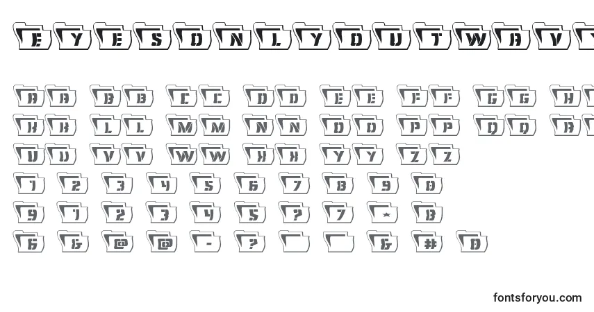 A fonte Eyesonlyoutwavy – alfabeto, números, caracteres especiais