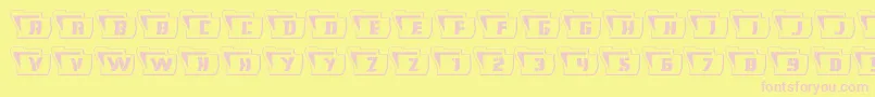 Eyesonlyoutwavy-fontti – vaaleanpunaiset fontit keltaisella taustalla