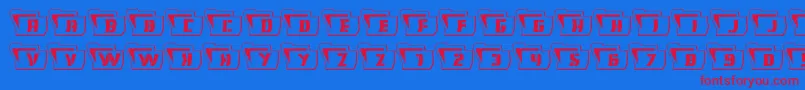 Eyesonlyoutwavy-Schriftart – Rote Schriften auf blauem Hintergrund