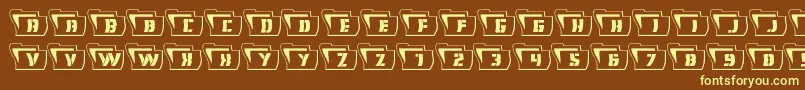 Eyesonlyoutwavy-fontti – keltaiset fontit ruskealla taustalla