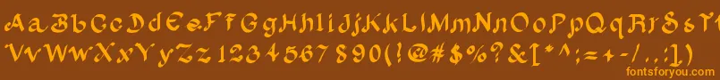 Albionフォントについての詳細 フォントAlbion – オレンジ色の文字が茶色の背景にあります。