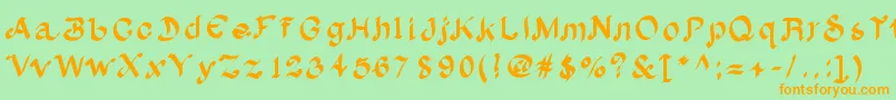 Albionフォントについての詳細 フォントAlbion – オレンジの文字が緑の背景にあります。