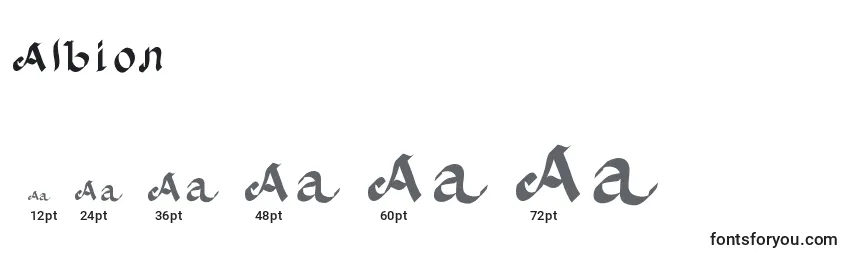 Размеры шрифта Albion