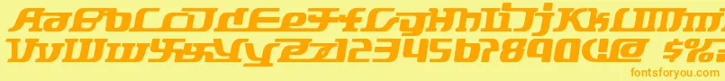 フォントStarbat ffy – オレンジの文字が黄色の背景にあります。