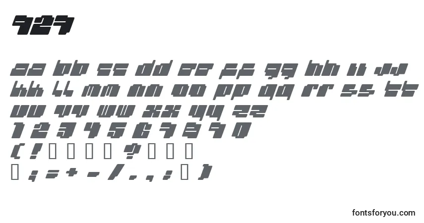 A fonte 927 – alfabeto, números, caracteres especiais