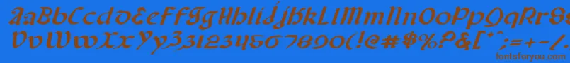 フォントValeriusei – 茶色の文字が青い背景にあります。