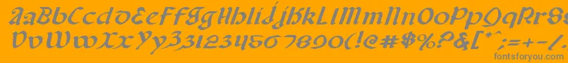 Valeriusei-fontti – harmaat kirjasimet oranssilla taustalla