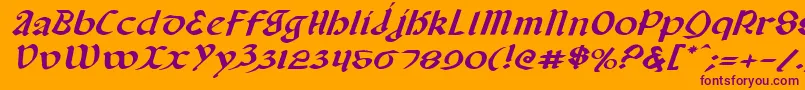 Valeriusei-Schriftart – Violette Schriften auf orangefarbenem Hintergrund